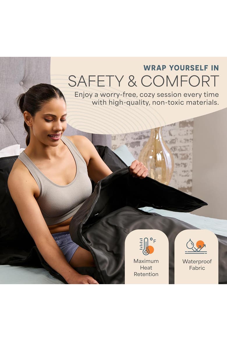 RejuvaWrap Infrared Sauna Blanket for Detox & Relaxation Low EMF Carbon Fiber Heating  9Temp Levels, Alternate, color, with Arm Holes