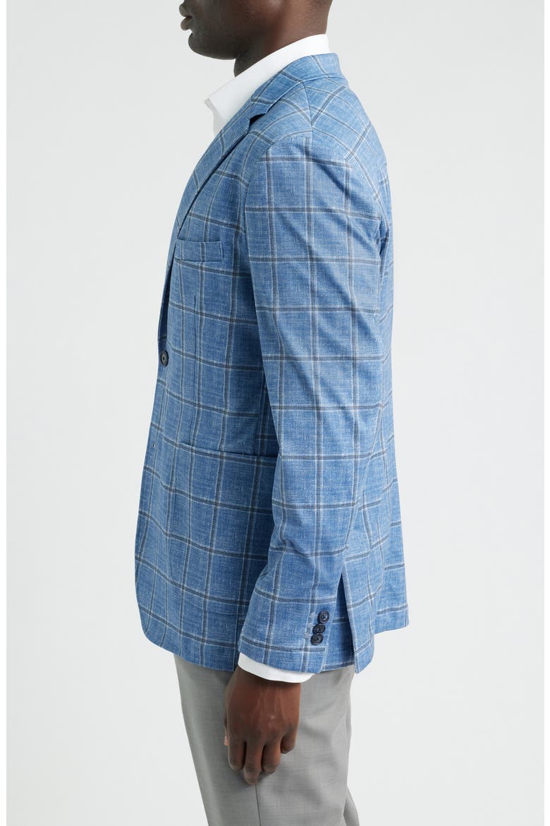 XC Flex® Pinnacle Light Blue Windowpane Check Knit Sport Coat, Alternate, color, BLUE / TAN SHADOW PLAID