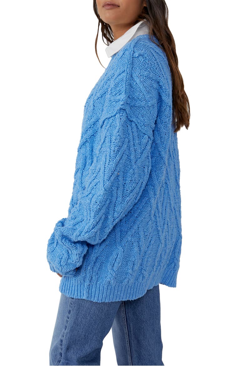 Isla Cable Stitch Tunic Sweater, Alternate, color, MARINE