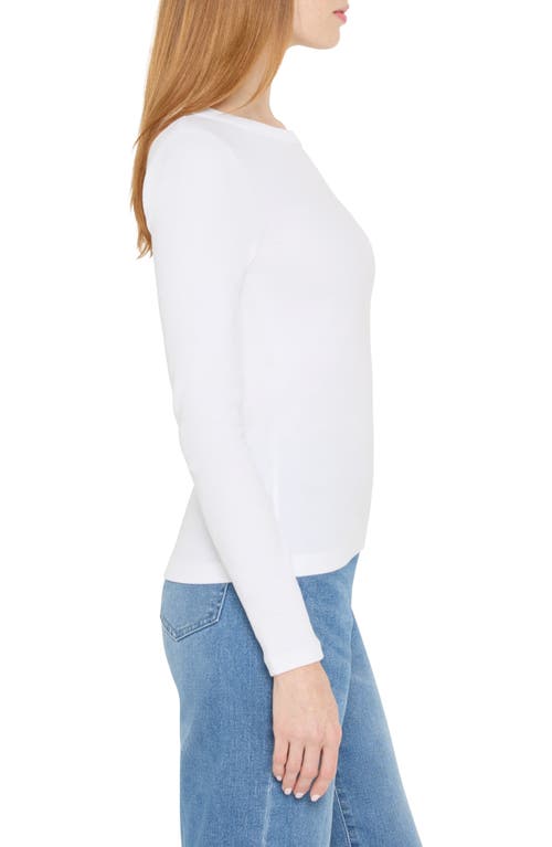 Nic + Zoe Nic+zoe Perfect Rib Cotton Blend Long Sleeve Top In White