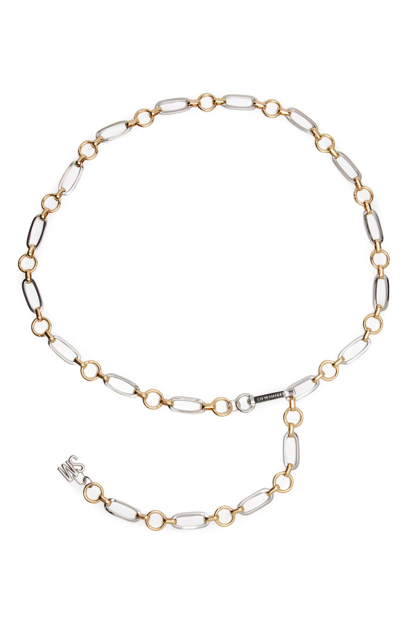 Mixed Metal Oval Circle Chain Belt