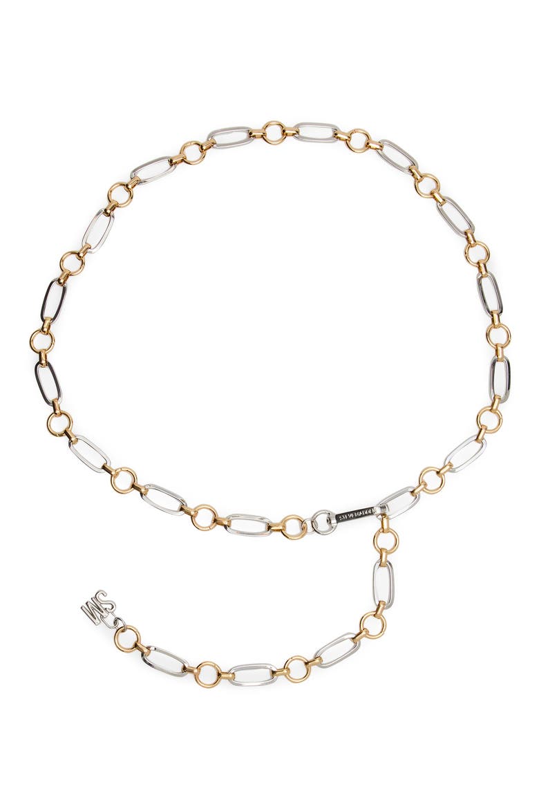 Mixed Metal Oval Circle Chain Belt, Main, color, SILVER-GOLD