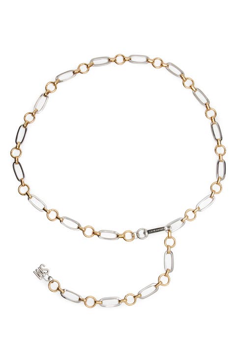 Mixed Metal Oval Circle Chain Belt