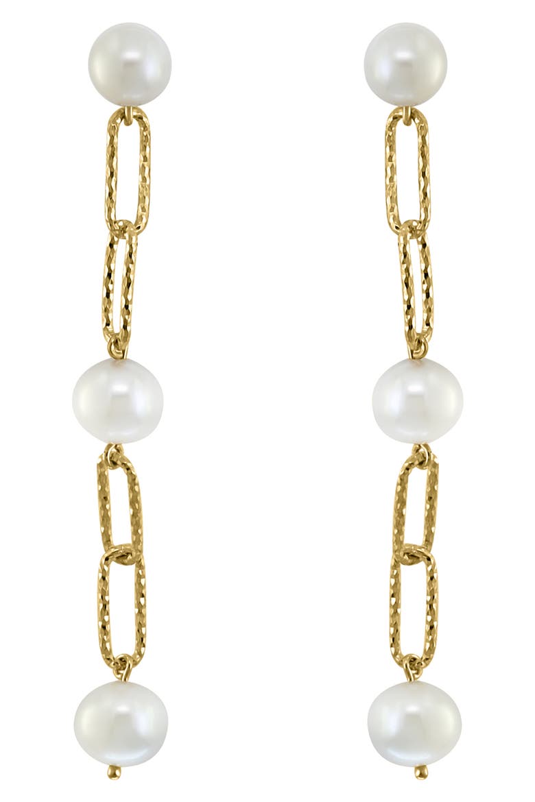 Paper Clip Freshwater Pearl Drop Earrings, Alternate, color, WHITE