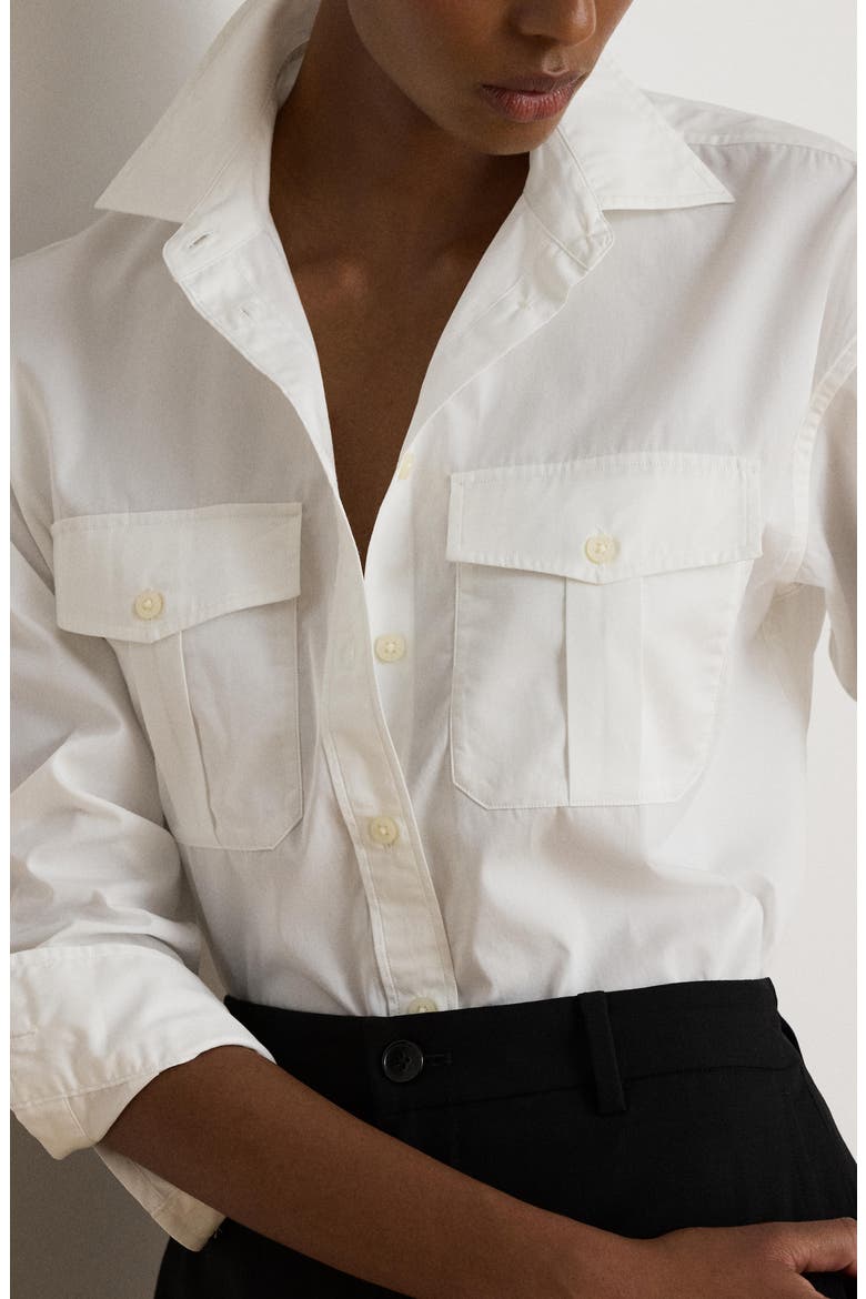 Durrell Cotton Button-Up Shirt, Alternate, color, WHITE