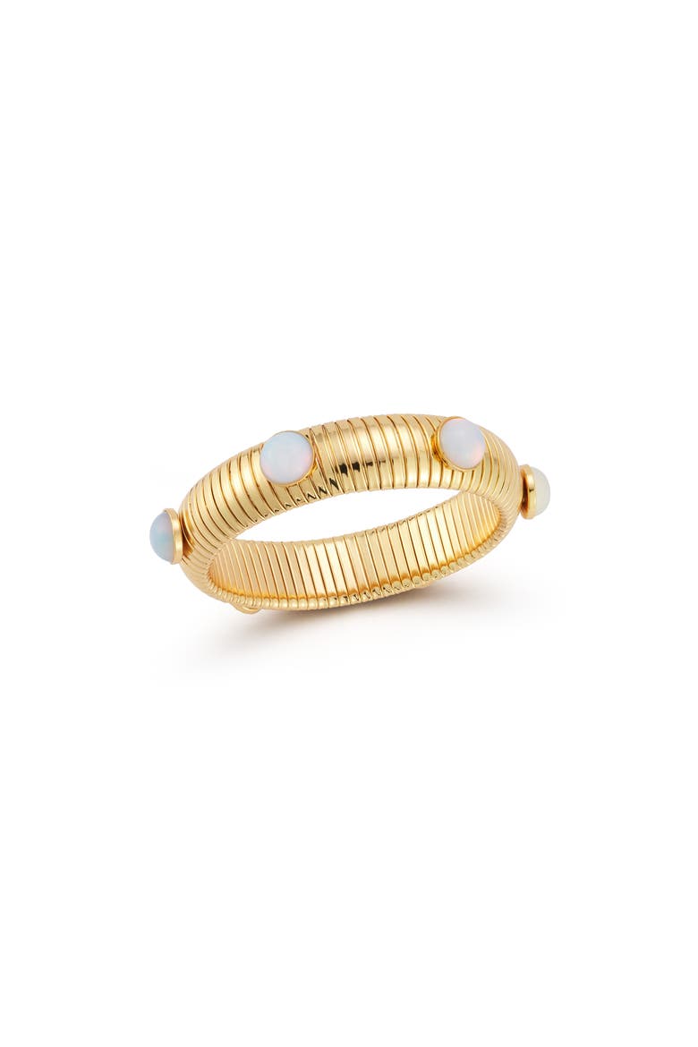 18K Gold Plated Synthetic Moonstone Bangle Bracelet, Main, color, GOLD