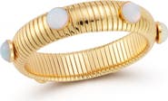 CHLOE AND MADISON 18K Gold Plated Synthetic Moonstone Bangle Bracelet