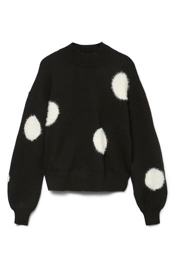 Vero Moda Yolanda Polka Dot Mock Neck Sweater In Multi