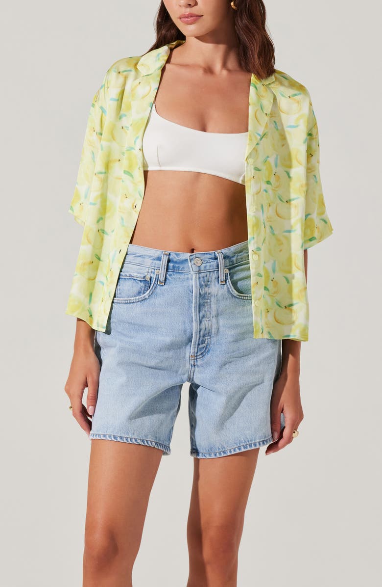 ASTR the Label Vesa Camp Shirt, Alternate, color, Lemon Print