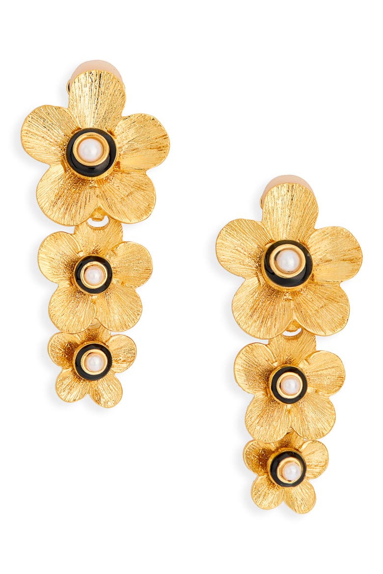 Flower Link Drop Earrings, Main, color, GOLD