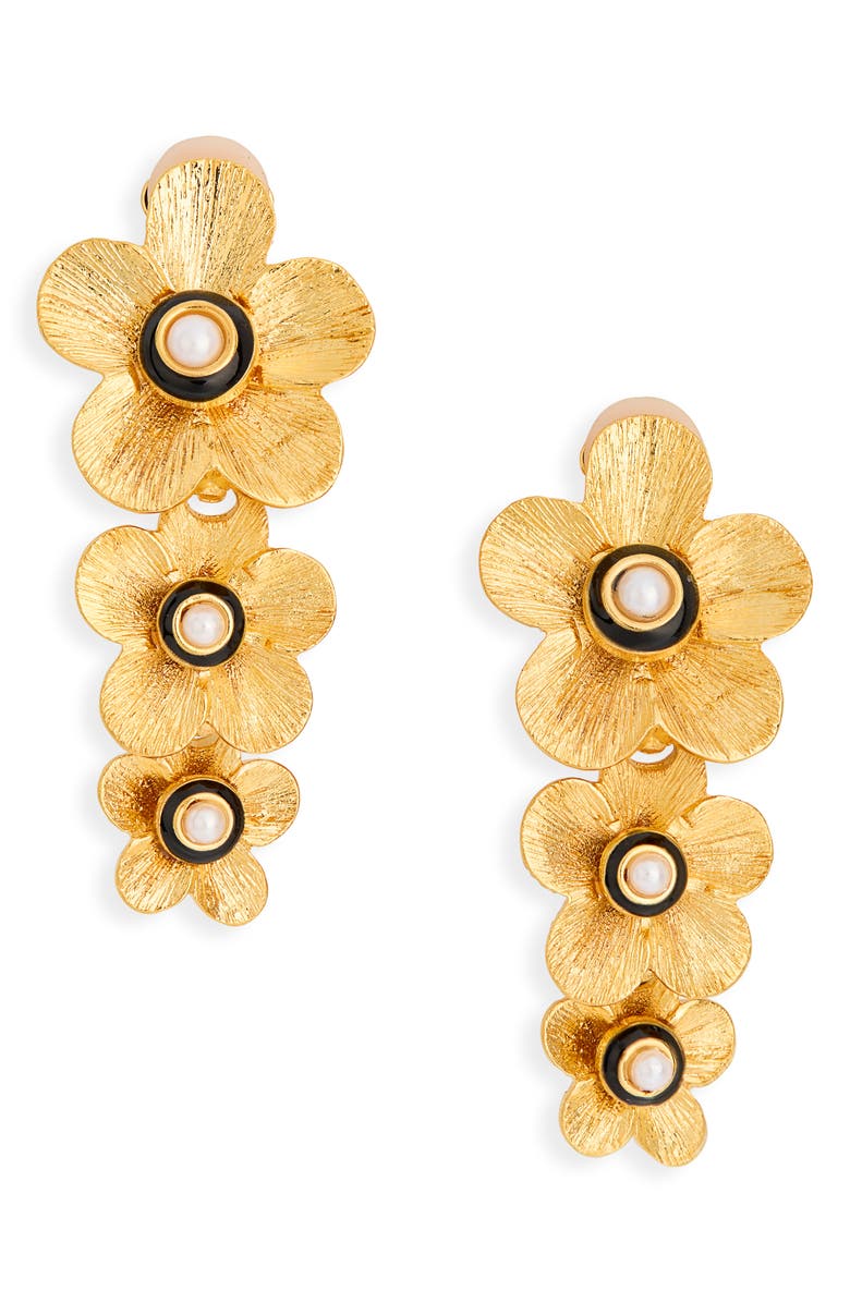 Kenneth Jay Lane Flower Link Drop Earrings, Main, color, Gold