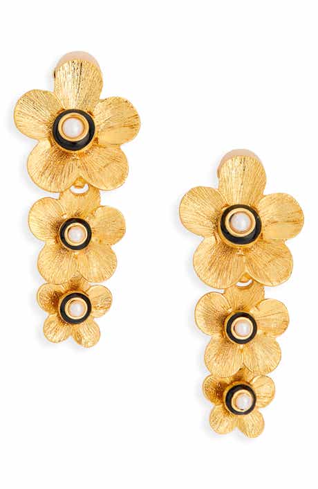 Kenneth Jay Lane Flower Link Drop Earrings