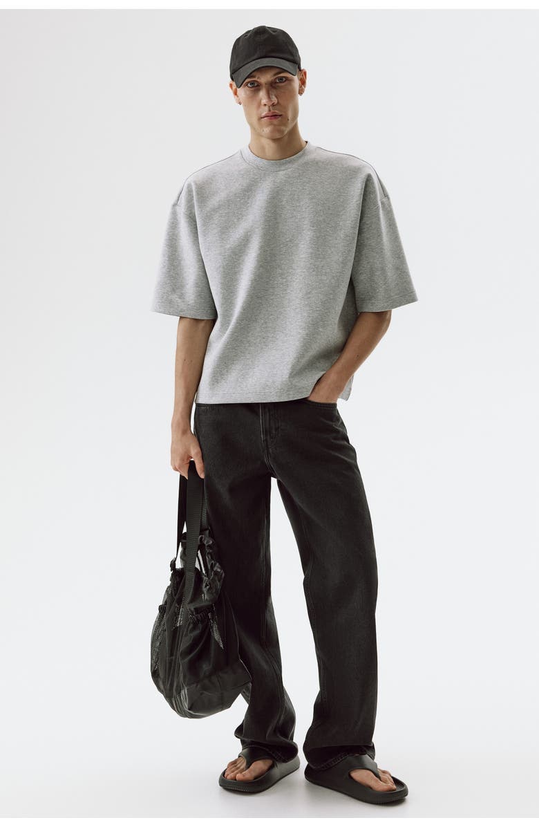 H&M Oversized Fit Scuba Knit T-shirt, Alternate, color, Light Gray Melange