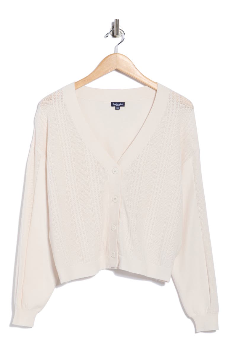 Cosett Pointelle V-Neck Cardigan, Alternate, color, MOONSTONE