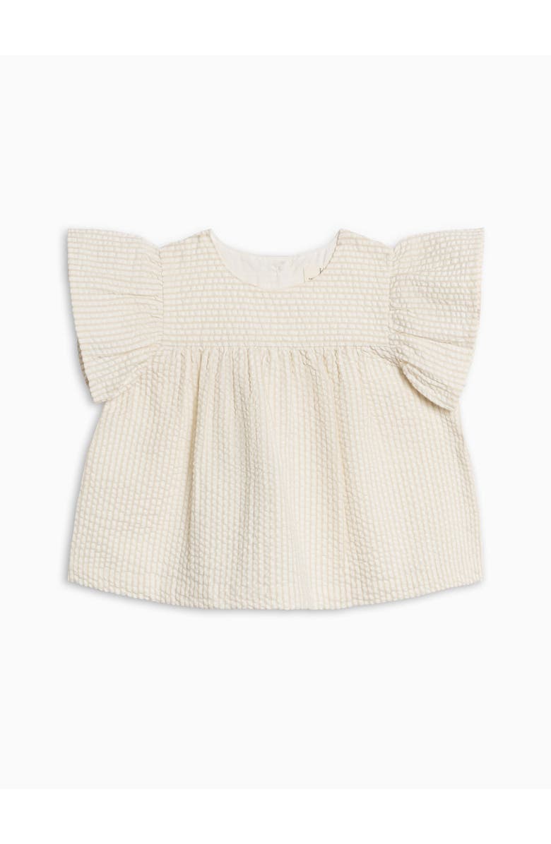 KENDI by Colored Organics Organic Viv Seesucker Ruffle Top, Alternate, color, Dune Stripe