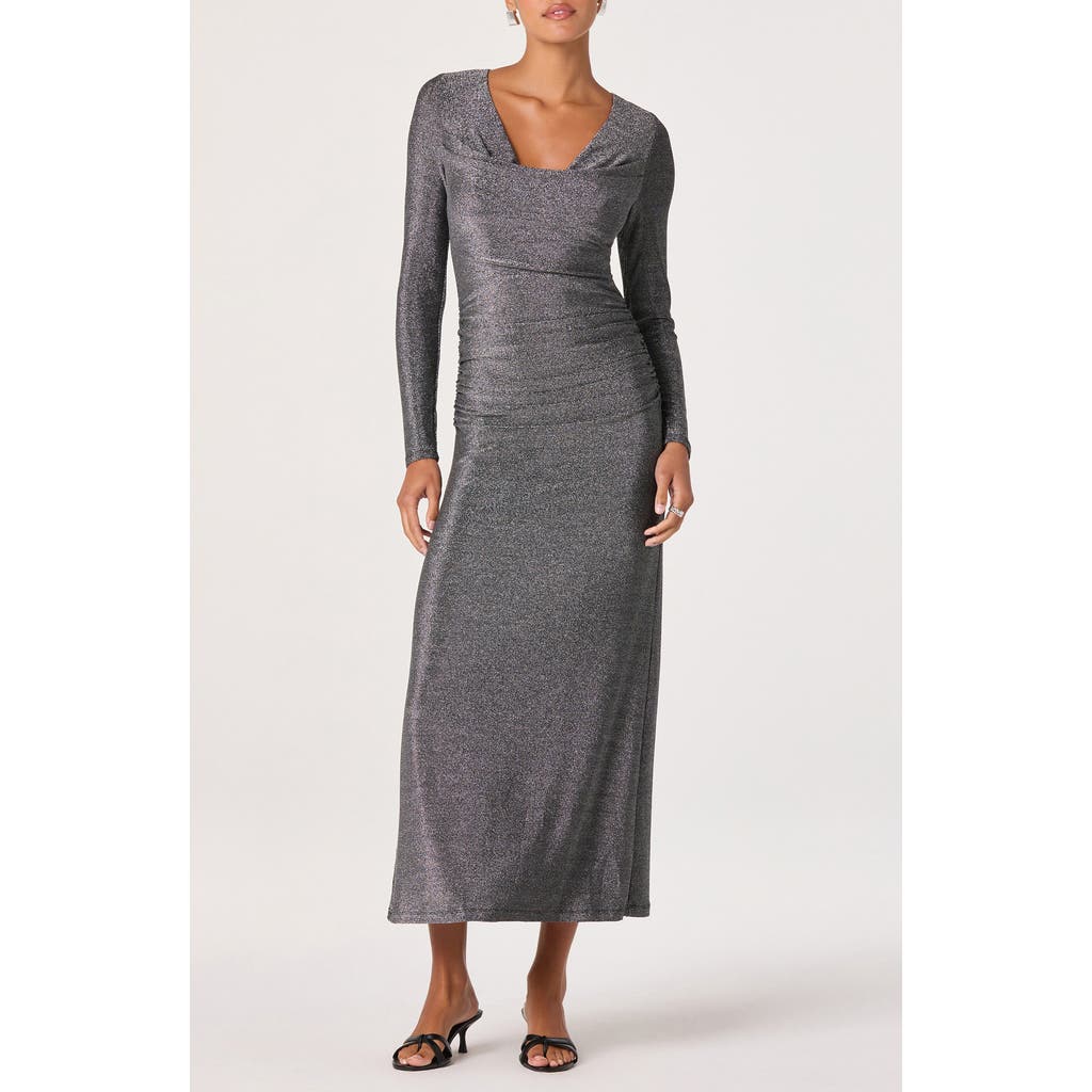 Astr The Label Ruched Long Sleeve Knit Dress In Gray
