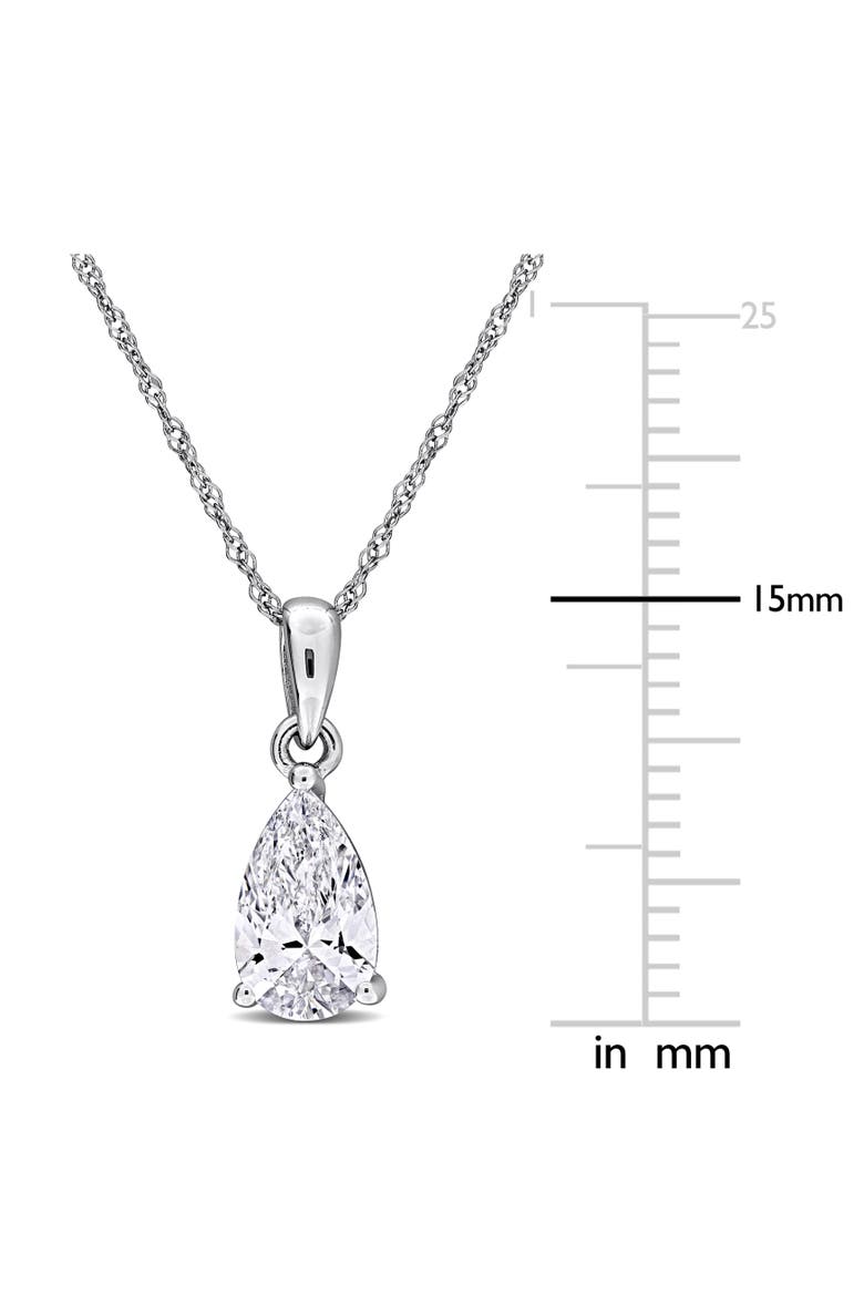 Lab-Grown Diamond Solitaire Pear Necklace 10k, Alternate, color, White Gold