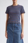 Sacai Stripe Rib Cotton T-Shirt