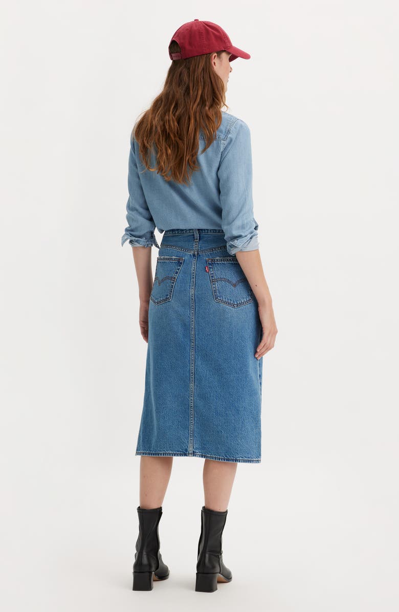 Levi's<sup>®</sup> Side Slit Denim Midi Skirt, Alternate, color, 