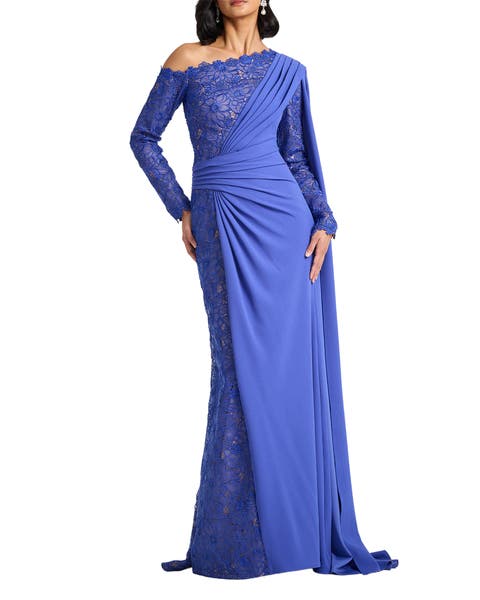 Ravelle Embroidered Cape Gown