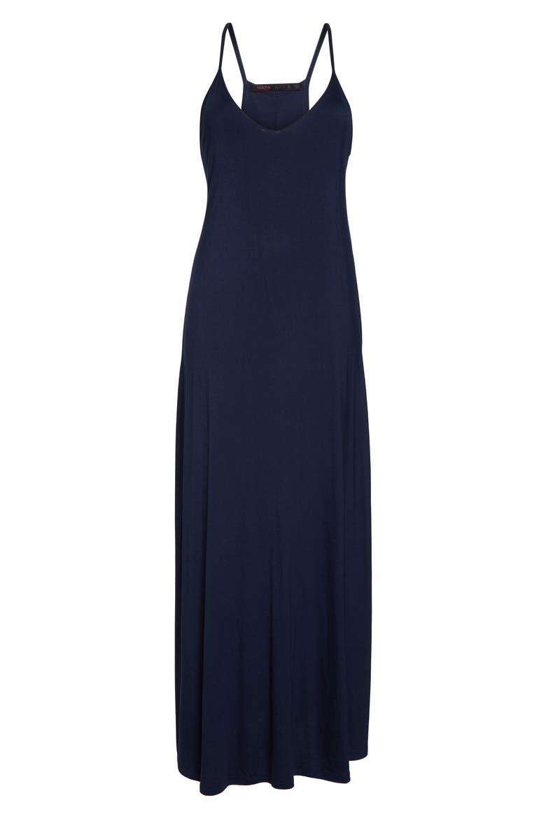 Racerback V-Neck Maxi Dress, Alternate, color, NAVY