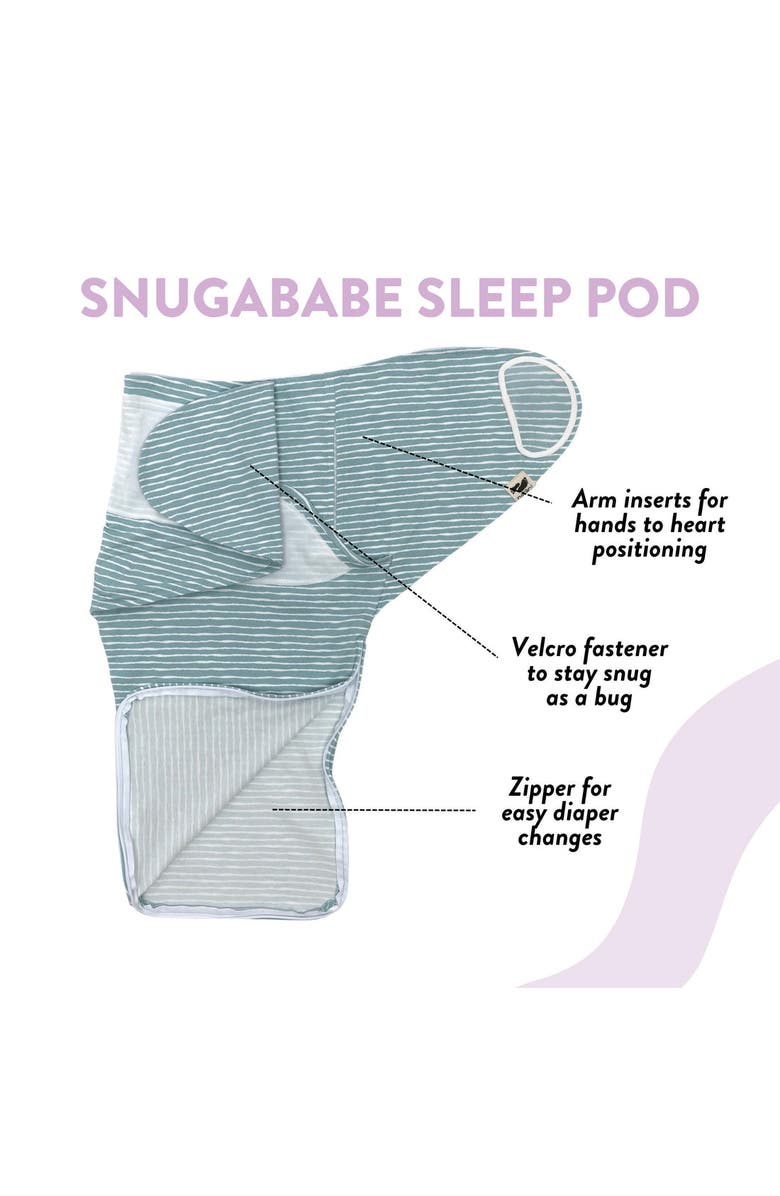 Norani Organic Snugababe Swaddle Sleep Pod with Arm Inserts, Alternate, color, Green Stripes
