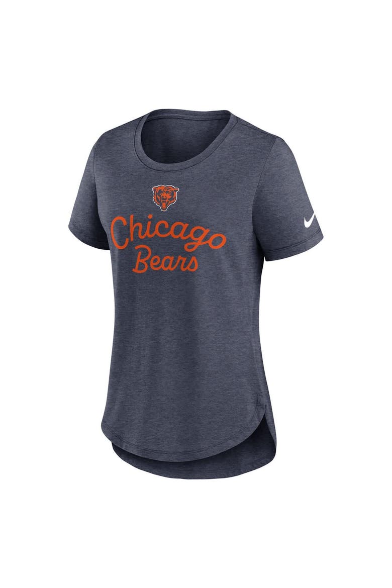 Women's Nike Navy Chicago Bears Script Tri-Blend T-Shirt, Alternate, color, Navy