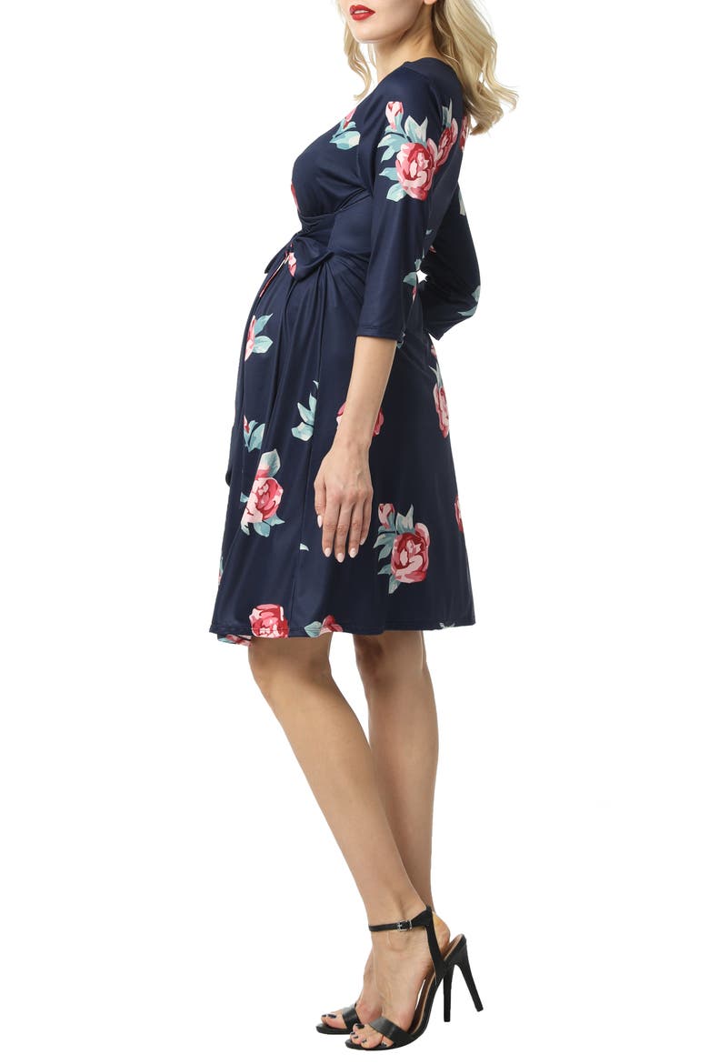 Althea Faux Wrap Maternity Dress, Alternate, color, NAVY