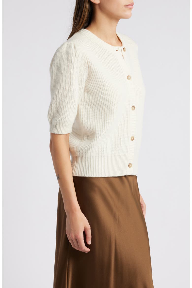 Shrunken Rib Wool & Cashmere Cardigan, Alternate, color, CREAM