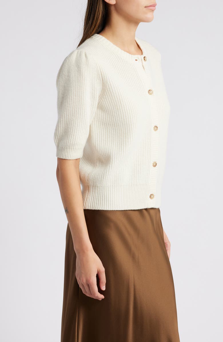 FRAME Shrunken Rib Wool & Cashmere Cardigan, Alternate, color, Cream