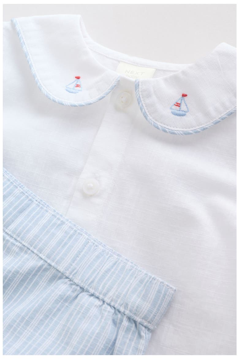 Nautical Button-Up Shirt & Stripe Shorts Set, Alternate, color, BLUE