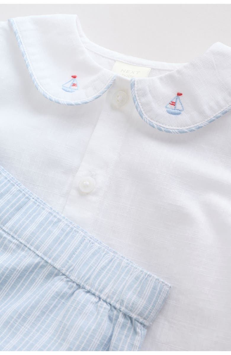 NEXT Nautical Button-Up Shirt & Stripe Shorts Set, Alternate, color, Blue