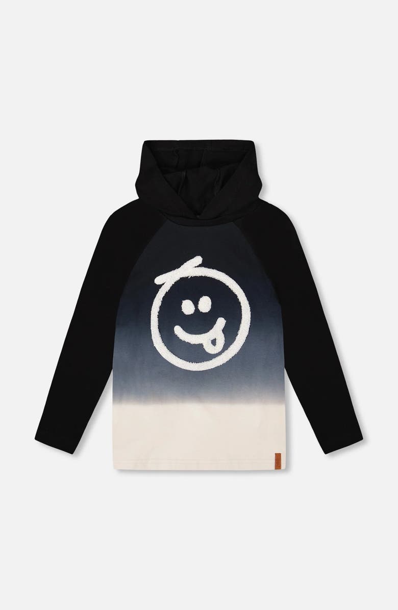 Deux par Deux Organic Cotton Jersey Hooded Raglan Sleeve Tee, Main, color,