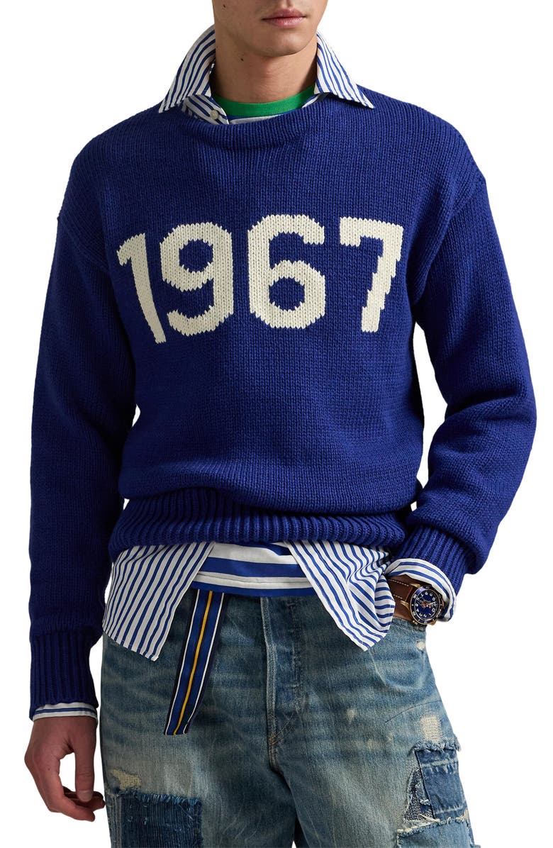 Polo Ralph Lauren 1967 Cotton Sweater, Main, color, Blue Combo