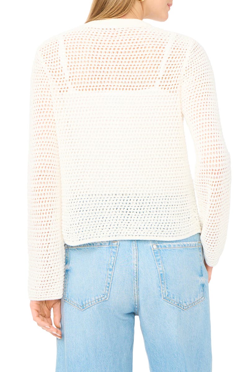 Vince Camuto Open Weave Cardigan, Alternate, color, Antique White
