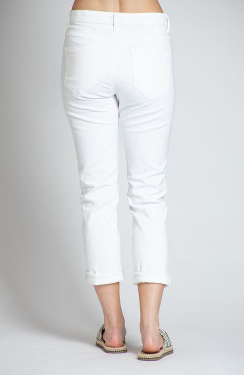 Apny Roll Cuff Crop Girlfriend Jeans In White