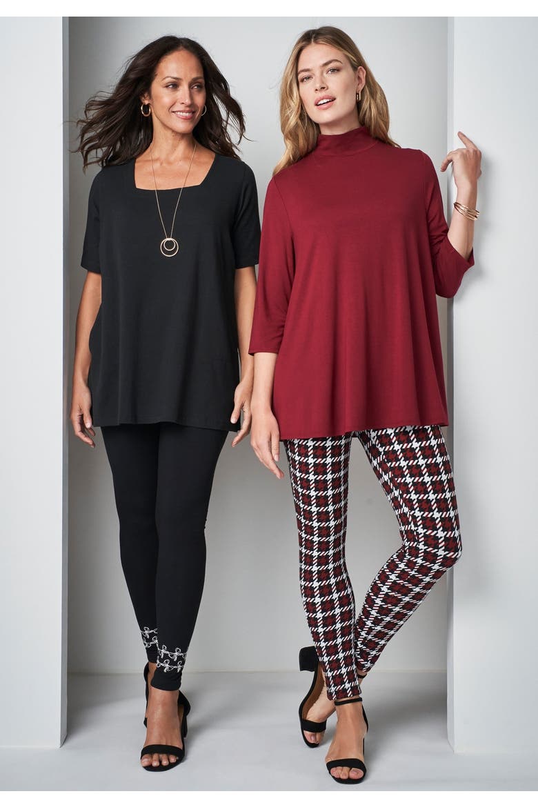 Mockneck Swing Tunic, Alternate, color, BLACK
