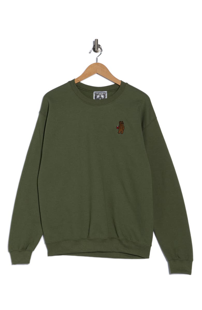 RIOT SOCIETY Riot Bear Embroidered Fleece Sweatshirt, Alternate, color, Green