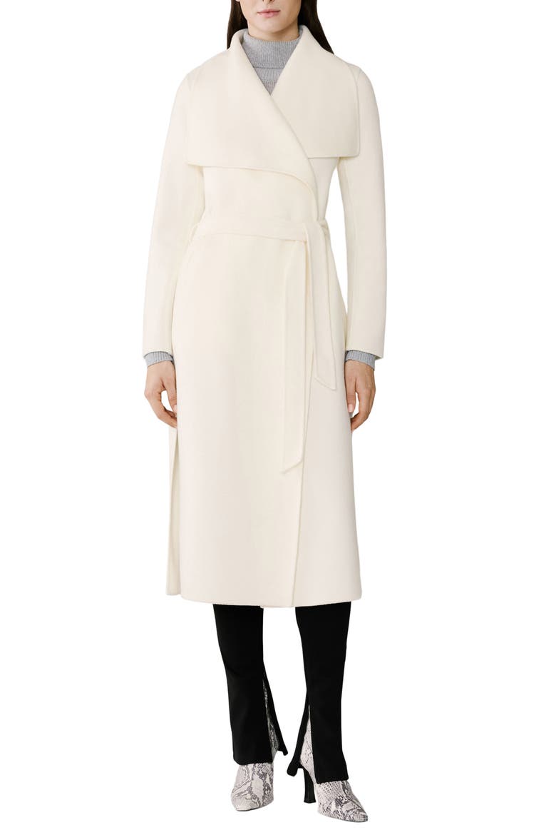 Britta Cascade Collar Wool Blend Coat, Main, color, POWDER