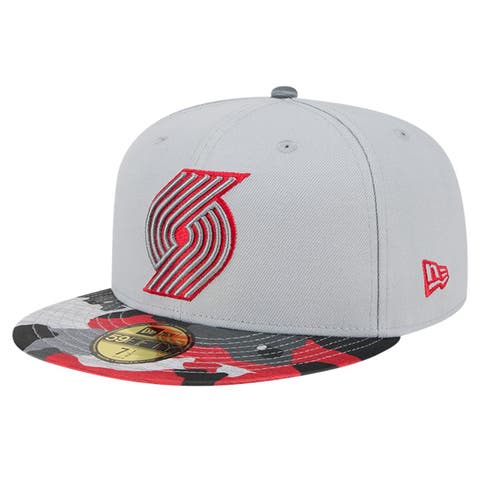 Men's New Era Gray Portland Trail Blazers Active Color Camo Visor 59FIFTY Fitted Hat