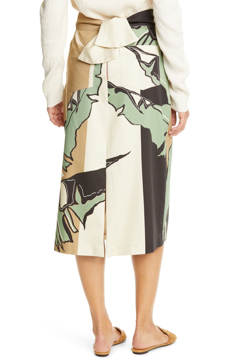 Johanna Ortiz Tropical Print Cotton Stretch Sateen Pencil Skirt, Alternate, color,