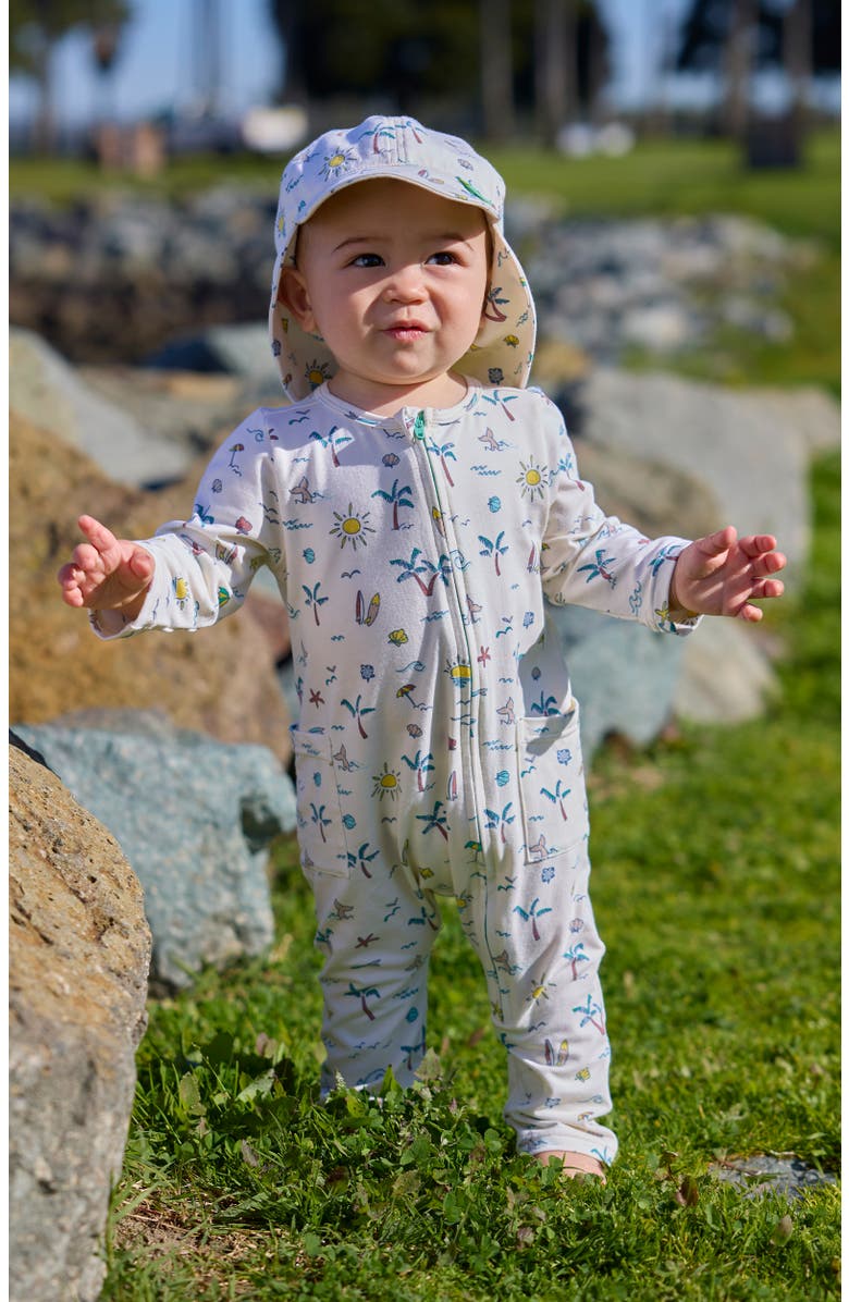 UV Skinz Long Sleeve Everyday Romper, Alternate, color, Yellow Tropical Trip