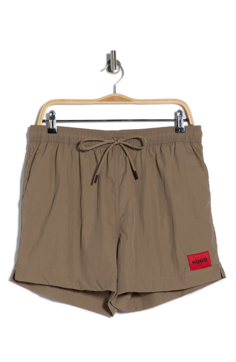 BOSS Dominica Swim Trunks, Main, color, Medium Brown