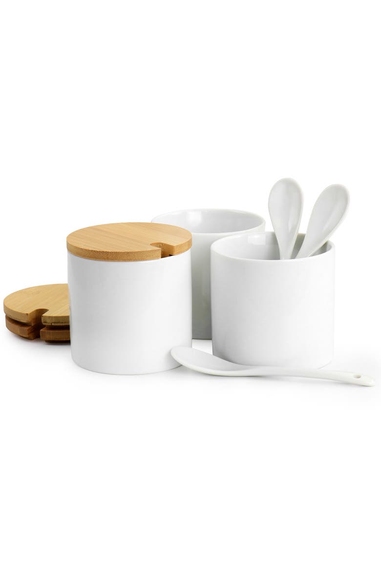 Gracious Dining 10 Piece Fine Ceramic Condiment Jars Serving Set, Alternate, color, White