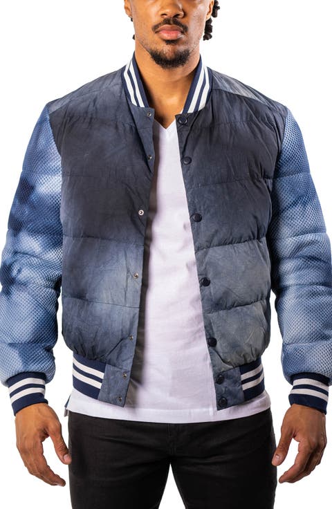 Ocean Sky Blue Quilted Bomber Jacket