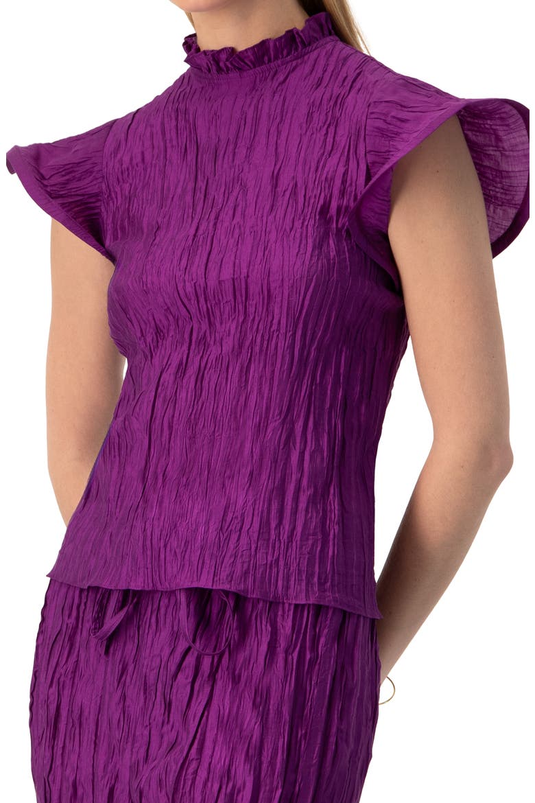 Straight Blouse with Ruffle Short Sleeves, Alternate, color, Purple