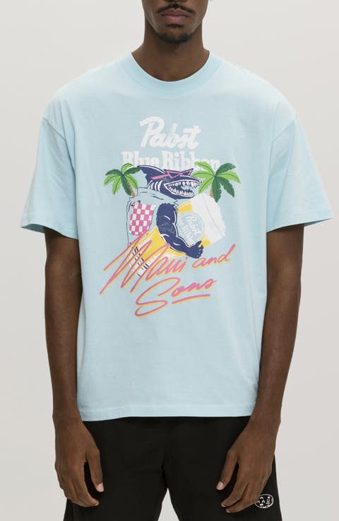 x Pabst Blue Ribbon Shark Graphic T-Shirt