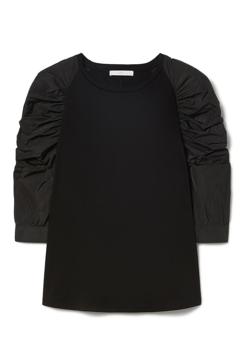 Fibbia Mixed Media Top, Alternate, color, BLACK