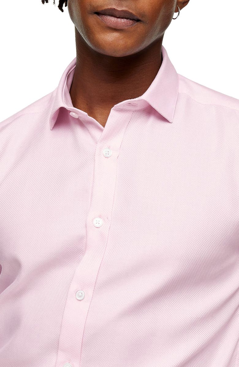 Topman Premium Textured Button-Up Shirt, Alternate, color, 