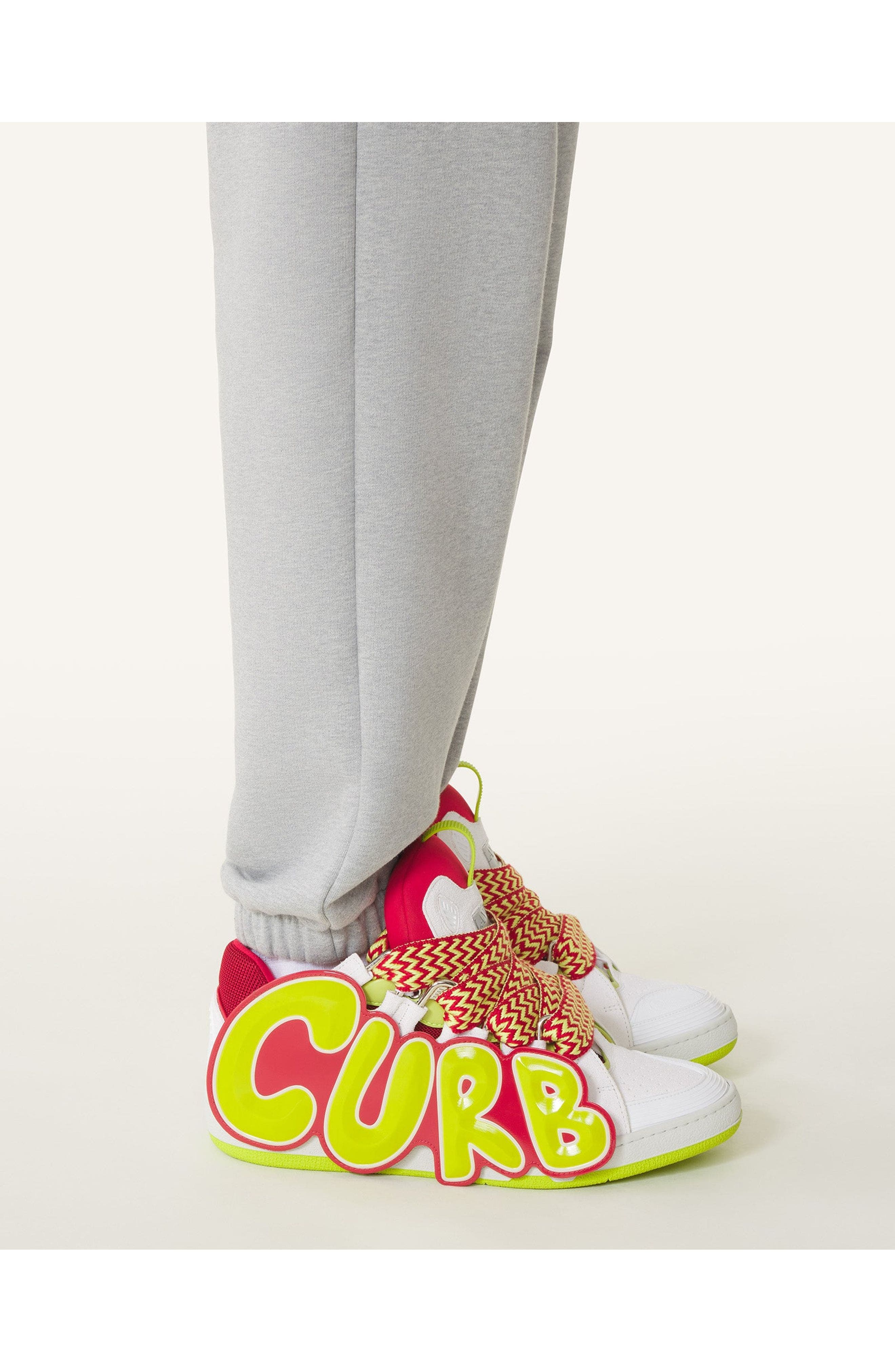 Lanvin Curb Patch Sneakers In Leather, Alternate, color, Bright Red/Green